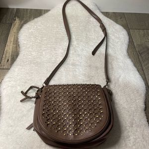 Antik Kraft Brown Vegan Leather Gold Crossbody Bag